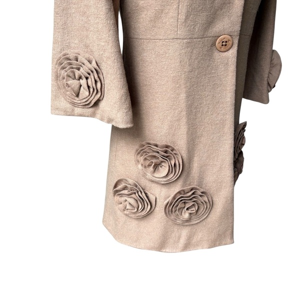 Vintage Radzoli Floral Appliqué Polyester/Wool Blend Wide Collar Coat, Sz L - Picture 10 of 15